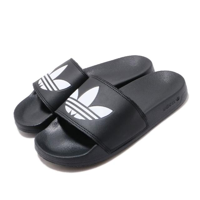 【adidas 愛迪達】涼拖鞋 Adilette Lite 休閒 男女鞋 愛迪達 三葉草 軟底 舒適 夏日 情侶款 黑 白 FU8298 