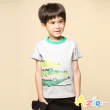 【Azio Kids 美國派】男童 上衣 三隻鱷魚印花圓領配色短袖T恤(灰)