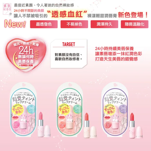 【SANA 莎娜】豆乳素肌紀念日裸漾輕甜潤唇膏系列(爛漫粉紅/邂逅緋紅N/誘吻珊瑚)