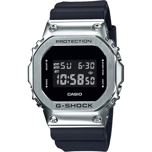 CASIO 卡西歐】G-SHOCK 超人氣軍事風格手錶-銀x黑(GM-5600-1) - momo