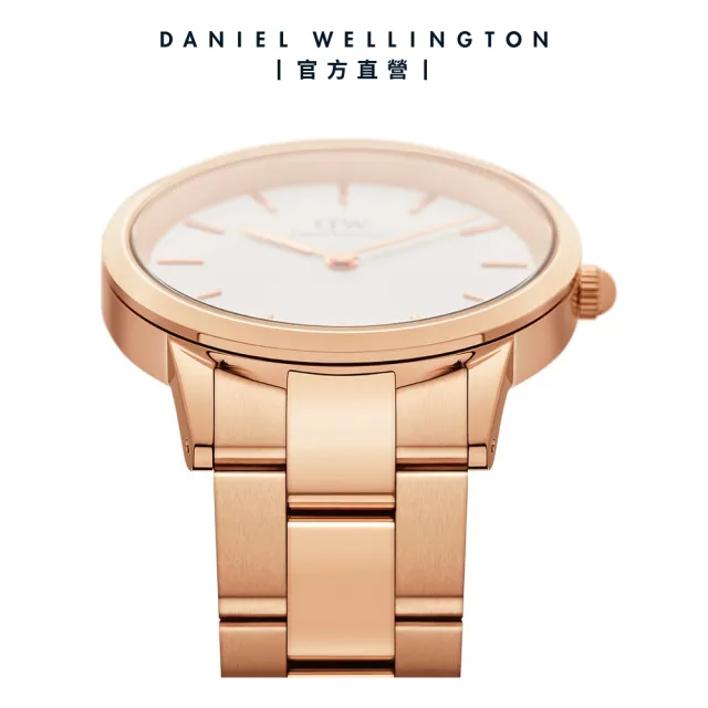 【Daniel Wellington】DW 手錶 Iconic Link 40mm精鋼錶 特調玫瑰金-白錶盤(DW00100343)