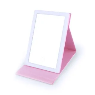 【kingkong】LED折疊化妝鏡 智能觸控燈台式小鏡子 補光燈 USB桌面梳妝鏡子(無極調光 附USB充電線)