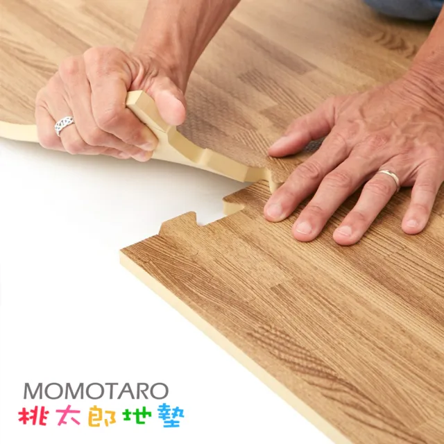 【MOMOTARO】台灣製經典日式風耐磨貼合32CM深咖拼花木紋巧拼地墊-附邊條(32片/約0.9坪)