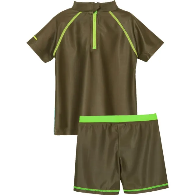 【Playshoes】抗UV防曬短袖兩件組兒童泳裝-變色龍(認證UPF50 泳衣+泳褲)