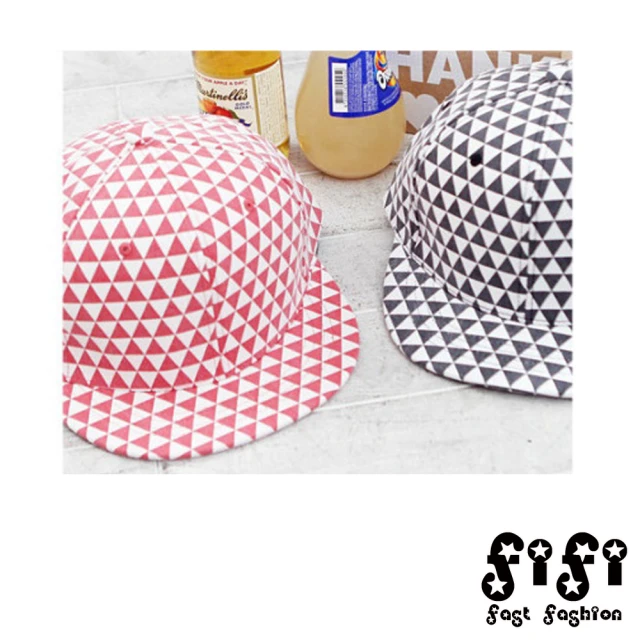 【FIFI 飛時尚】韓國流行款幾何圖案螢光三角格造型棒球帽 遮陽帽(2色任選)
