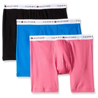 【Tommy Hilfiger】男時尚黑藍粉色混搭四角修飾內著3件組-網(預購)