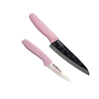 【FOREVER 鋒愛華】日本製造鋒愛華櫻花限定款陶瓷刀雙刀組16+8CM(櫻花黑粉組)