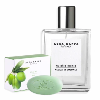 【Acca Kappa】白麝香香水100ml+香皂150g二入組(中性古龍水 國際航空版)