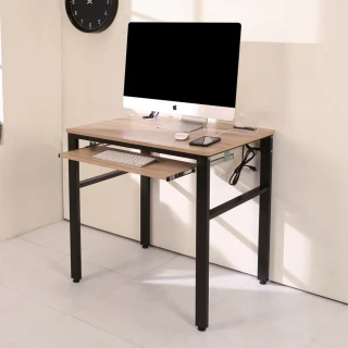 【BuyJM】低甲醛漂流木紋單鍵盤附插座筆筒80公分穩重工作桌(電腦桌)