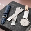 【Nordgreen】無限 32mm 月光銀殼×白面 皓白+藍真皮錶帶+米蘭錶帶 組合裝(IN32SILEWHMSILNA)