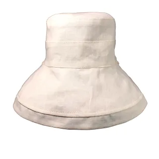 【Lavender】韓版雙面漁夫帽-大帽緣系列 米白-可折疊收納(漁夫帽)