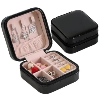 【Emi 艾迷】極簡純色時尚PU迷你攜帶式珠寶盒首飾盒