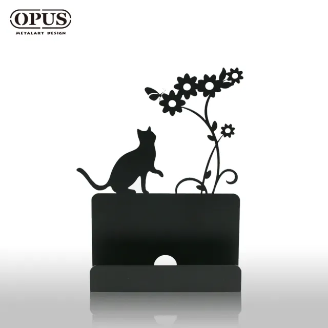 【OPUS 東齊金工】歐式鐵藝名片座/高級名片架/會展用品/金屬商務名片盒(CA-ca02B 貓咪_經典黑)