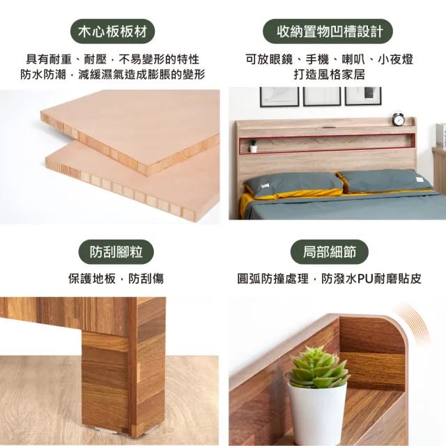 【原森道】日式原野風木心板6尺插座床頭片(2色可選)