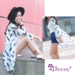 【Decoy】雪紡印花＊七分袖防曬輕薄罩衫外套/白色羽毛