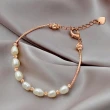 【Jpqueen】甜美優雅氣質珍珠鋯石金色手鍊(2色可選)