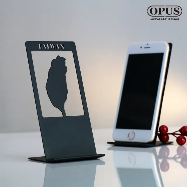 【OPUS 東齊金工】城市記憶手機座 地標金屬架 手機支架 平板架 伴手禮 禮物(CP-ta28B 台灣 經典黑)