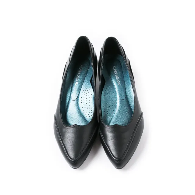 【ALAIN DELON 亞蘭德倫】優雅迷人小羊皮低跟鞋A97008(1色  黑色)