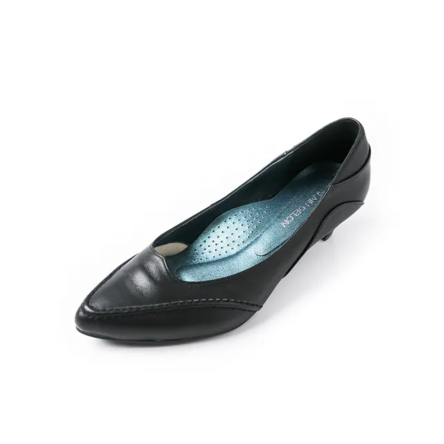 【ALAIN DELON 亞蘭德倫】優雅迷人小羊皮低跟鞋A97008(1色  黑色)