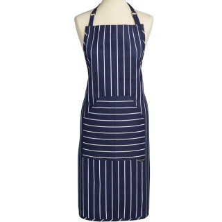 【KitchenCraft】平口雙袋圍裙 條紋藍(廚房圍裙 料理圍裙 烘焙圍裙)