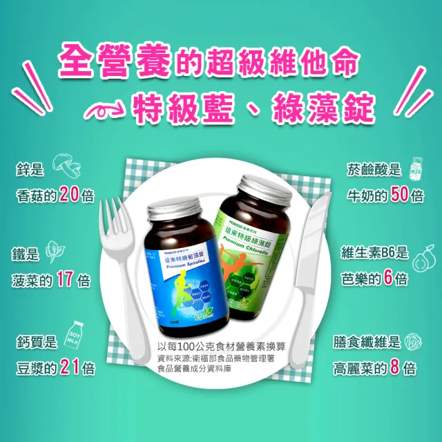 【遠東生技】特級藍藻30錠+特級綠藻30錠(1+1組合)