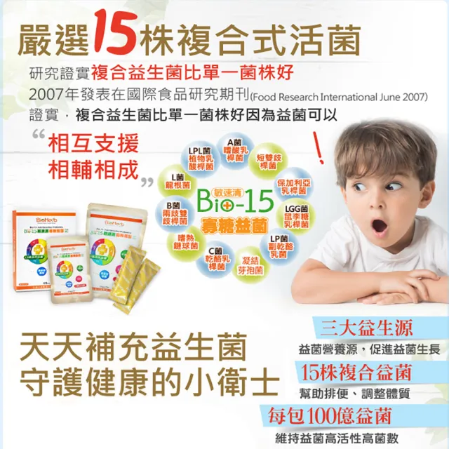 【BioHerb 碧荷柏】Bio-15敏速清寡糖益菌 3入組(2.5gX20包/入.共60包)