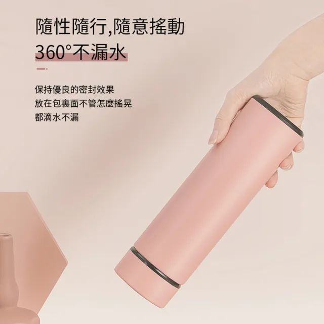 【ANTIAN】日式簡約智能保溫杯 304不鏽鋼測溫瓶 500ml(買一送一)(保溫瓶)