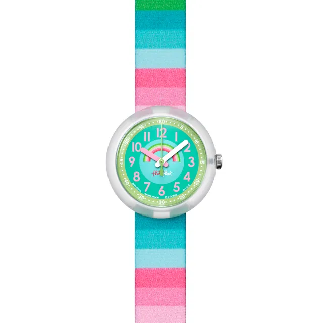 【Flik Flak】兒童手錶 撞色條紋 夢境 STRIPY DREAMS 兒童錶 編織錶帶 瑞士錶 錶(31.85mm)