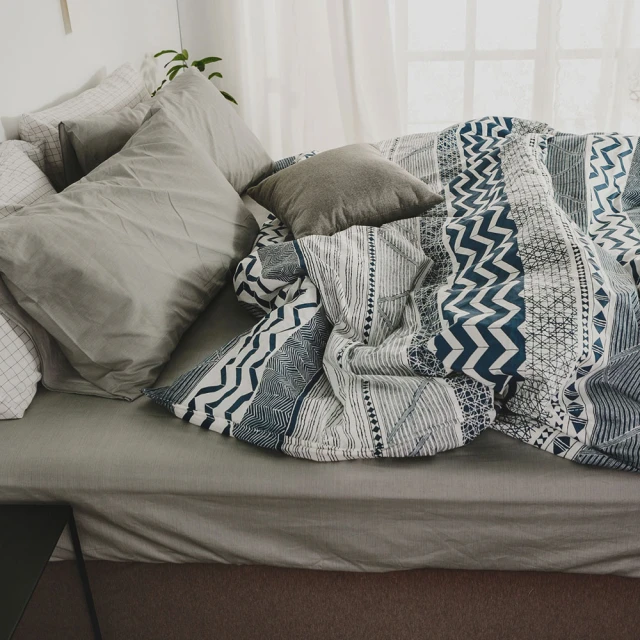 【絲薇諾】MIT精梳純棉 圖騰 四件式 被套床包組 戀路海岸(雙人)