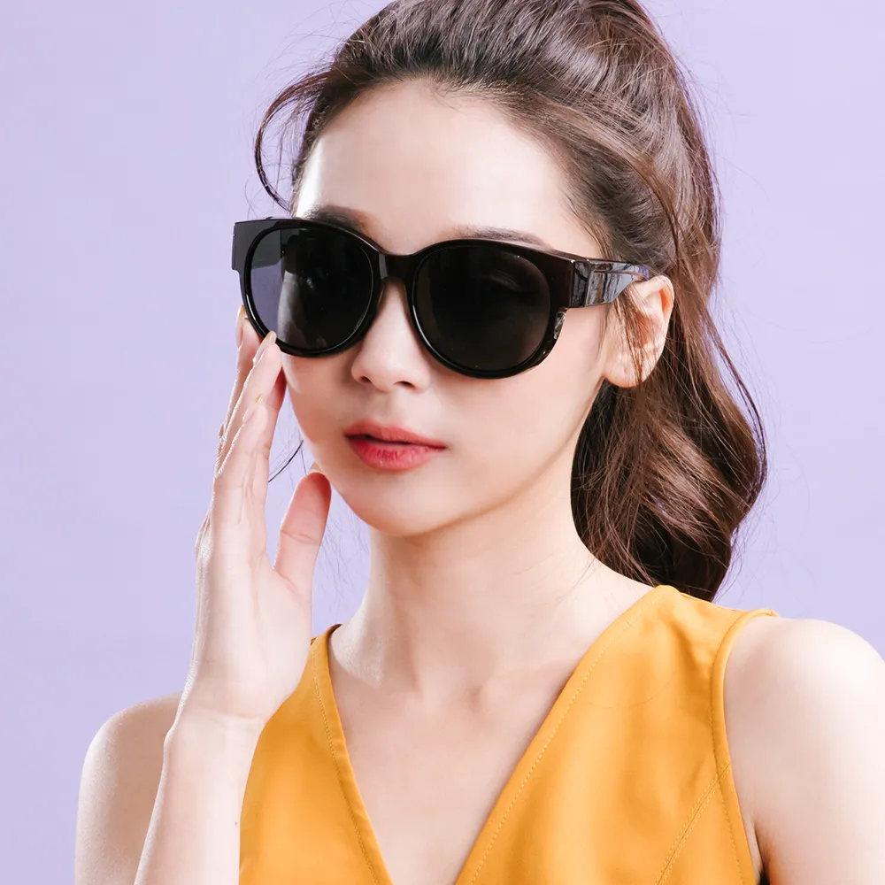 【ALEGANT】時尚甜茶棕圓框全罩式偏光墨鏡/外掛式UV400太陽眼鏡(外掛式/包覆式/寶麗來墨鏡/車用眼鏡)