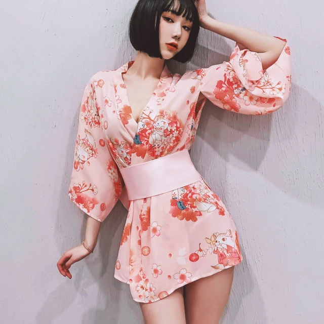 【流行E線】和服 粉色短和服 角色扮演cosplay櫻花日系性感和服(MA7249)