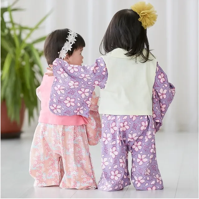 【Baby 童衣】任選 日本造型服 女寶寶連身衣 背心套裝組 12007(粉底櫻花)