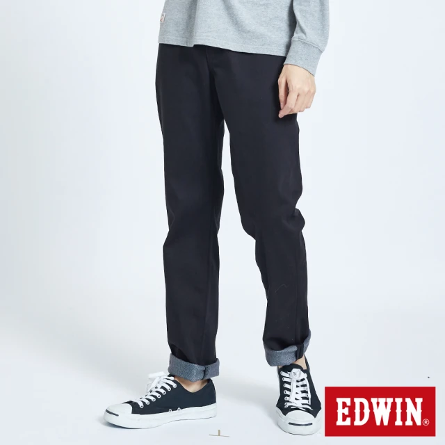 【EDWIN】男裝 加大碼-B.T二貼保溫直筒長褲(黑色)