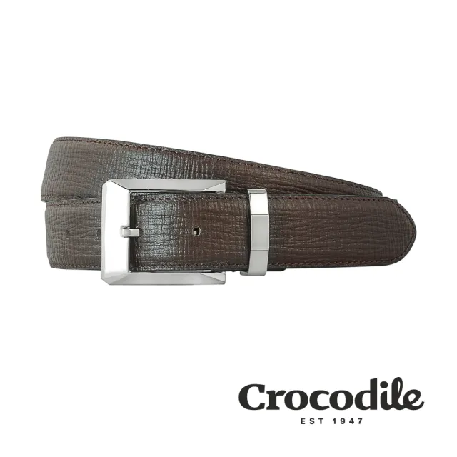 【Crocodile】雙11 鱷魚皮件 中性皮帶 真皮打洞皮帶 35mm-0102-30102-咖啡色(男生皮帶推薦 休閒皮帶)