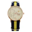 【Disney 迪士尼】授權迪士尼系列 英倫風格多種顏色休閒帆布錶帶搭配玫金錶框