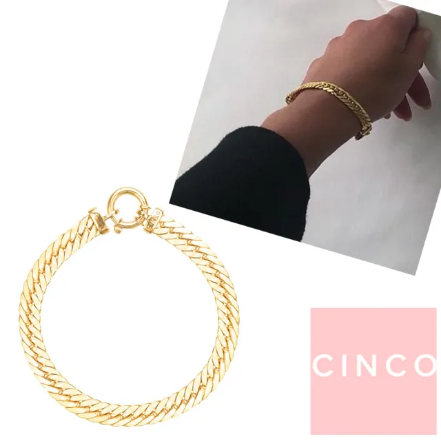 【CINCO】CINCO 葡萄牙精品 Dona Lola bracelet 925純銀鑲24K金手鍊 低調奢華款(925純銀)