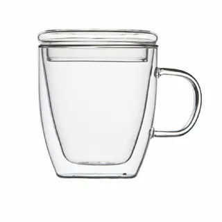 【DREAMCATCHER】雙層玻璃杯 350ml(附保溫杯蓋/耐冷熱/抗酸鹼 咖啡杯 水杯)
