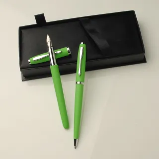 【ZA Zena】個性任意玩色系列 鋼珠筆&鋼筆+原子筆 二筆三用 豪華禮盒 漾綠(畢業禮物)