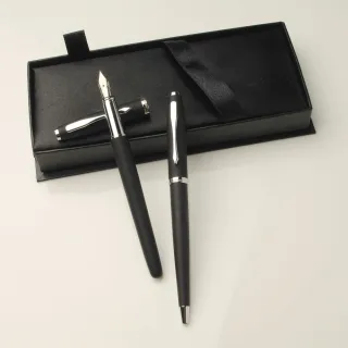 【ZA Zena】個性任意玩色系列 鋼珠筆&鋼筆+原子筆 二筆三用 豪華禮盒 酷黑(畢業禮物)