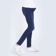 【Gennies 奇妮】彈力刷色牛仔褲-深藍(孕婦褲 窄管 後雙口袋 一體成型 無痕褲頭)