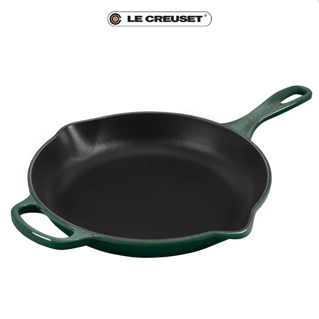 【Le Creuset】琺瑯鑄鐵鍋典藏單耳單柄圓煎盤26cm(綠光森林)