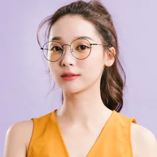 【ALEGANT】韓風私服穿搭輕量音符黑橢圓細框光學記憶鏡腳UV400濾藍光眼鏡(輕量質感設計網紅話題款)