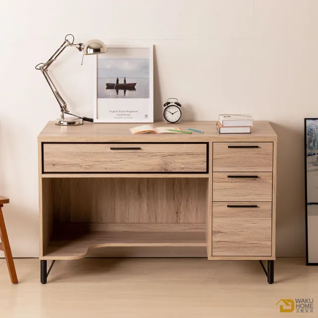 【WAKUHOME 瓦酷家具】Ryan 輕工業風白橡木4尺書桌B001-K301
