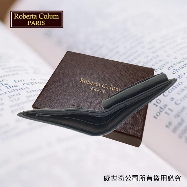 【Roberta Colum】諾貝達 男用皮夾 短夾 專櫃皮夾 進口軟牛皮短夾(24001-2咖啡)