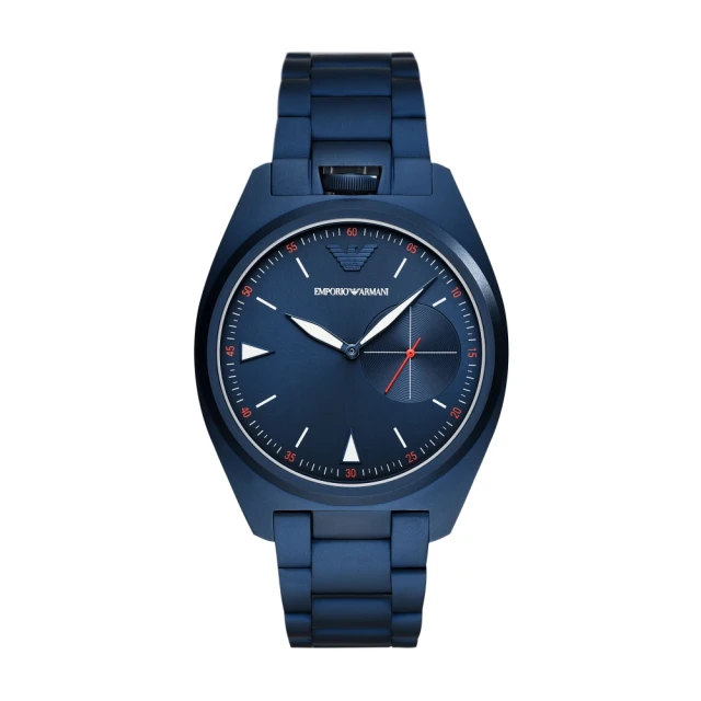 【EMPORIO ARMANI】經典藍設計款腕錶43mm(AR11309)
