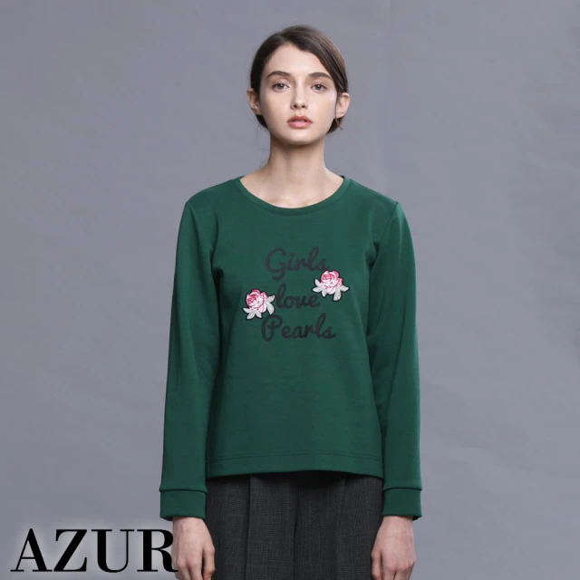 【AZUR】時尚女伶甜美印花造型長袖T-SHIRT-3色
