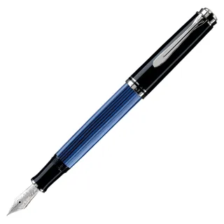 【Pelikan】百利金 M805 黑（藍）色白金夾鋼筆(送原廠4001大瓶裝墨水)