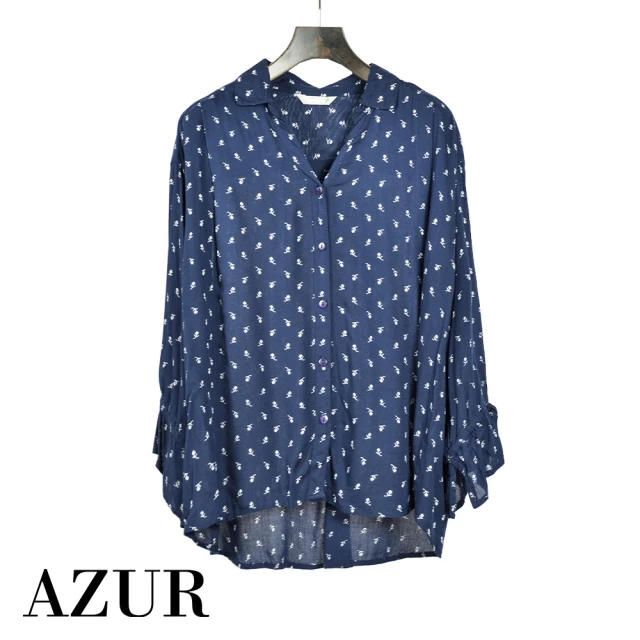 【AZUR】法式都會休閒幾何條紋襯衫-2色