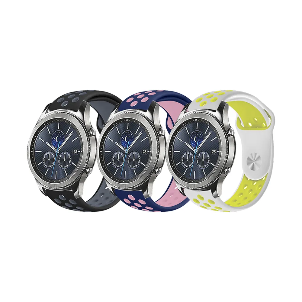 【DAYA】Samsung Galaxy Watch 40/42/44mm通用 撞色運動風矽膠替換洞洞錶帶