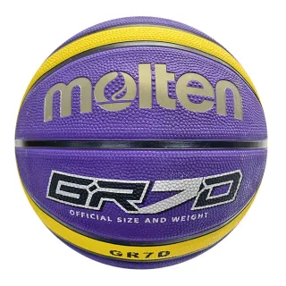 【MOLTEN】Molten 籃球 7號 男子 室外 大學 橡膠 深溝 12片貼 彈力 韌性 抓感 紫黃(BGR7D-VY)